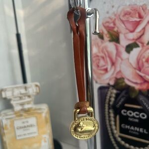 Dooney & Bourke vintage Brown Leather Keychain with Gold Accent